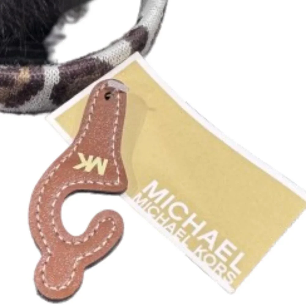 NWT Michael Kors Leopard Wool & Faux Rabbit Fur in Brown & Grey Earmuffs
